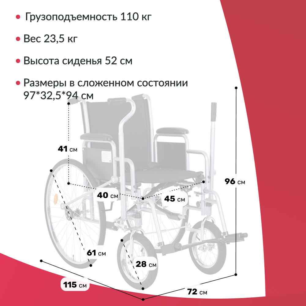 Габариты кресла для инвалидов